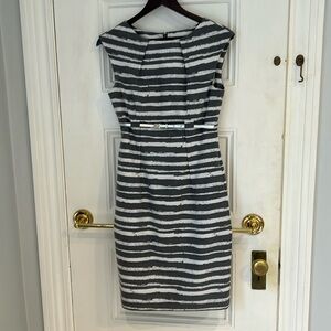 Calvin Klein grey and white striped dress